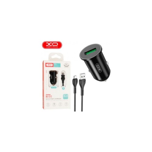 Зарядний пристрій XO USB QC3.0 18W + cable USB to Micro 5P black (TZ12-M-BK)