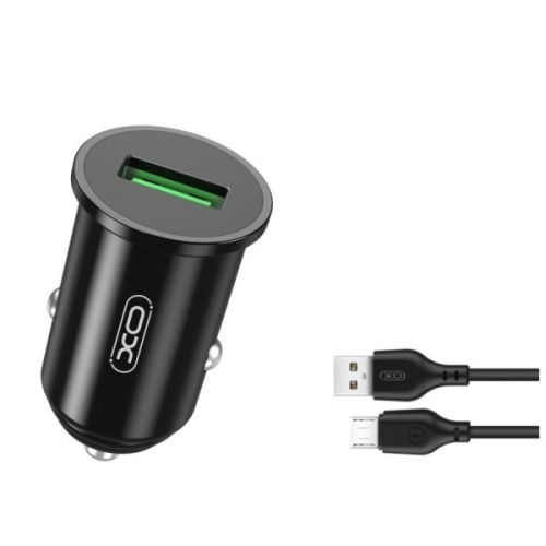 Зарядний пристрій XO USB QC3.0 18W + cable USB to Micro 5P black (TZ12-M-BK)