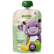 Дитяче пюре Galicia Baby яблучно-сливово-бананове 90 г (4820209564464)