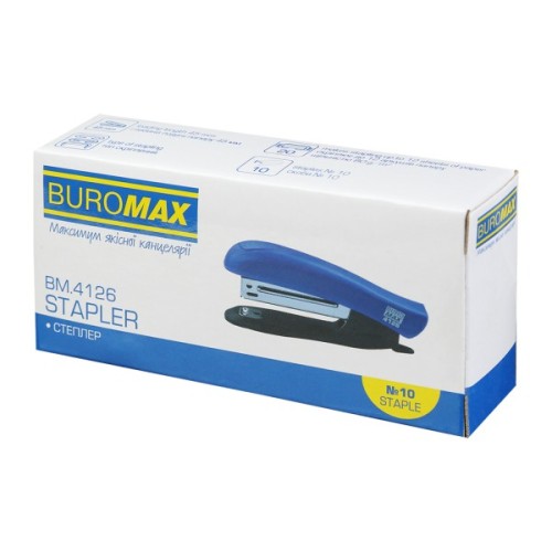 Степлер Buromax пластиковий, 12 аркушів, (скоби №10), 88 х 44 х 22 мм, червоний (BM.4126-05)