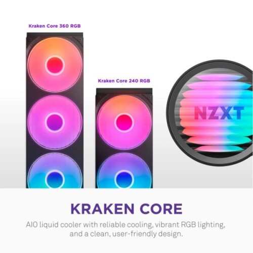 Система рідинного охолодження NZXT Kraken Core 240 Black with RGB fans Single Fra (RL-KR24C-B1)