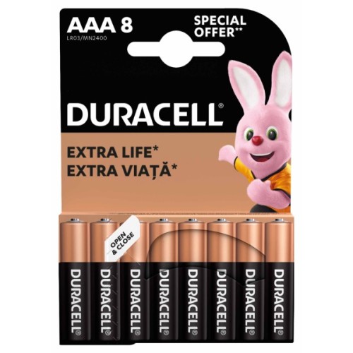 Батарейка Duracell AAA лужні 8 шт. в упаковці (5000394203341 / 81480364)
