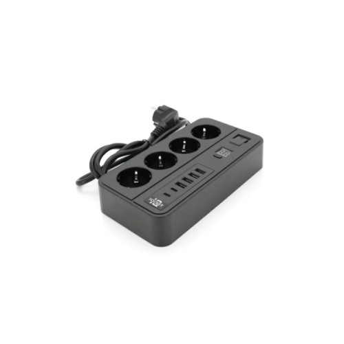 Мережевий фільтр живлення Voltronic G13H, 3000W, 4 роз, 4USB 3,2А, 2 Type-C, 2м Black (YT-G13H)