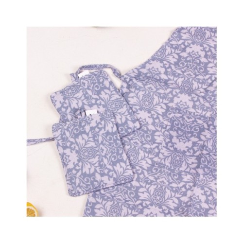 Фартух MirSon Набір №217 - Blue patterns дві прихватки + дві рукавички-прихватки + фартух (2200006754442)