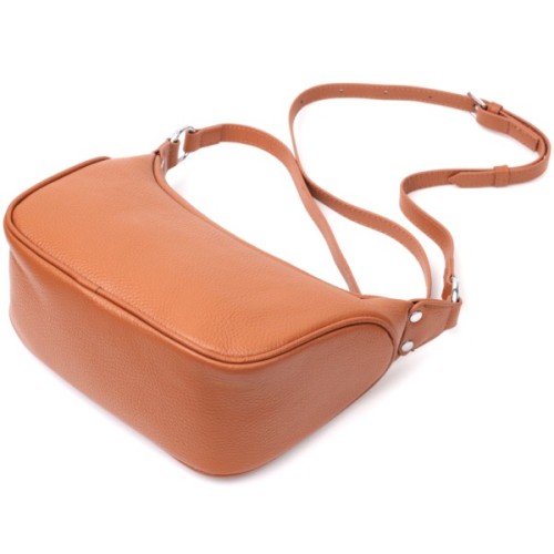 Сумка Vintage Жіноча напівкруглий формат з однією ручкою з натуральної шкіри Коричнева (22413)