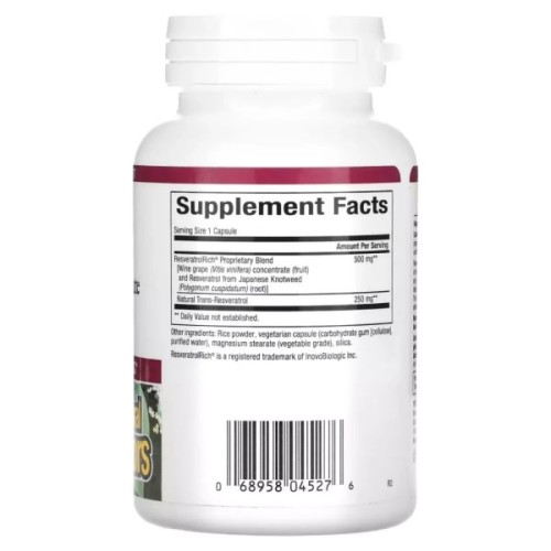 Антиоксидант Natural Factors Концентрат ресвератролу, ResveratrolRich, Resveratrol Concentrate, 60 вег (NFS-04527)