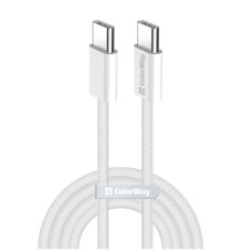 Дата кабель USB-C to USB-C 2.0m (braided cotton) (PD Fast Charging 60W) 3.0А grey ColorWay (CW-CBPDCC068-GR)
