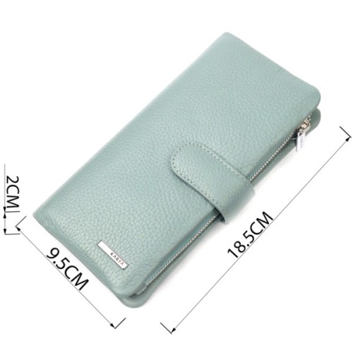 Портмоне Karya З натуральної шкіри Сіро-блакитне (21000)