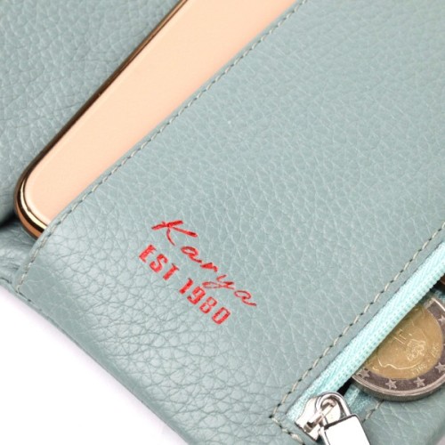 Портмоне Karya З натуральної шкіри Сіро-блакитне (21000)