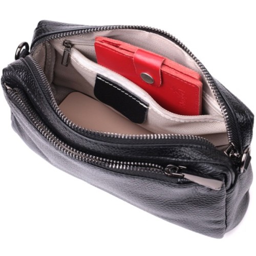 Сумка Vintage Жіноча з м'якої натуральної шкіри Чорна (22375)