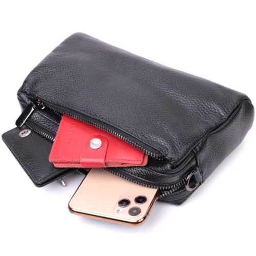 Сумка Vintage Жіноча з м'якої натуральної шкіри Чорна (22375)