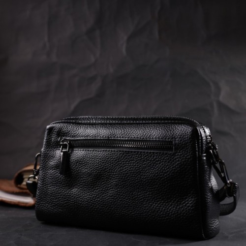 Сумка Vintage Жіноча з м'якої натуральної шкіри Чорна (22375)