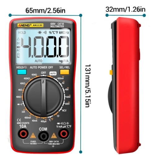 Цифровий мультиметр ANENG AN113C, V, A, R, T, C (AN113C)