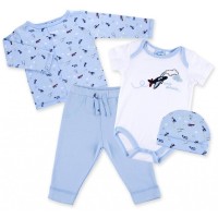 Набір дитячого одягу Luvena Fortuna для хлопчиків: чоловічок, штанці, кофточка і шапочка (F7763.B.0-3)