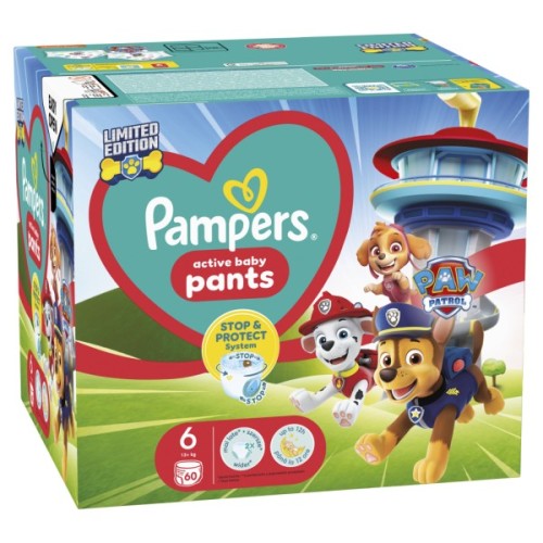 Підгузки Pampers Extra Large Розмір 6 (14-19 кг) Paw Patrol 60 шт (8006540863657)