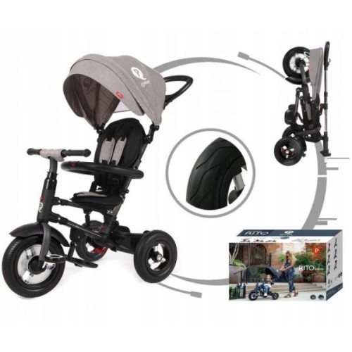 Дитячий велосипед QPlay Rito Rubber Grey складаний триколісний (S380-10GreyRubber)