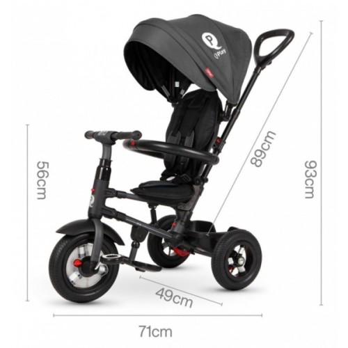 Дитячий велосипед QPlay Rito Rubber Grey складаний триколісний (S380-10GreyRubber)