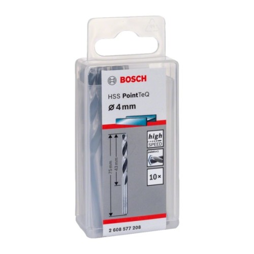 Свердло Bosch по металу HSS-PointTeQ, 4х43х75мм, 10шт (2.608.577.208)