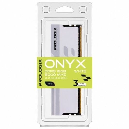 Модуль пам'яті для комп'ютера DDR5 16GB 6000 MHz Onyx White RGB Prologix (PRO16GB6000YWR5)