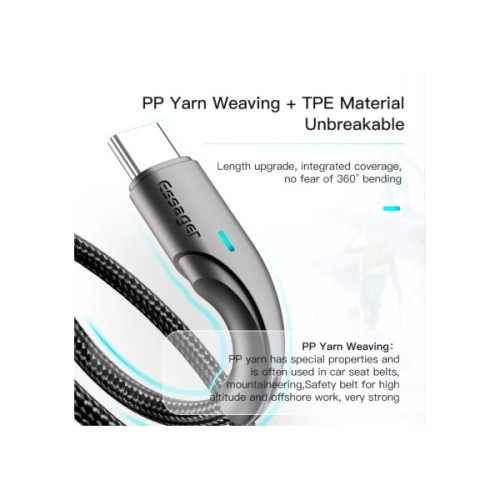 Дата кабель USB 2.0 AM to USB-C 3.0m black Essager (EXCT-LSC01)