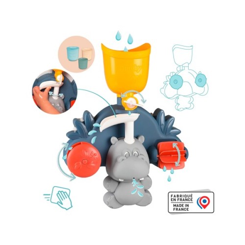 Іграшка для ванної Smoby Little Водяний млинок. Бегемот", з аксесуарами (140405)