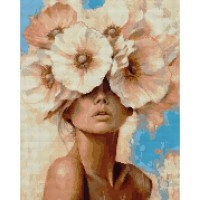 Картина по номерам Santi алмазна мозаїка Дівчина та ніжна квітка 40х50 см на п (956057)