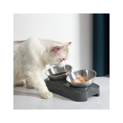 Посуд для котів Lapka Годівниця подвійна з металевими мисками (LPK-27)