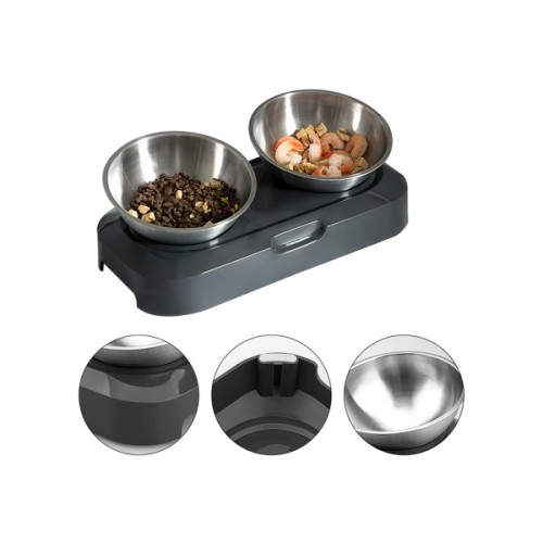 Посуд для котів Lapka Годівниця подвійна з металевими мисками (LPK-27)