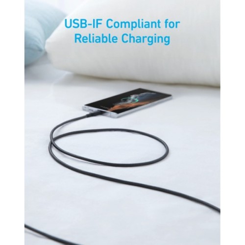 Дата кабель USB 2.0 AM to USB-C 1.8m nylon 322 black Anker (A81H6G11)