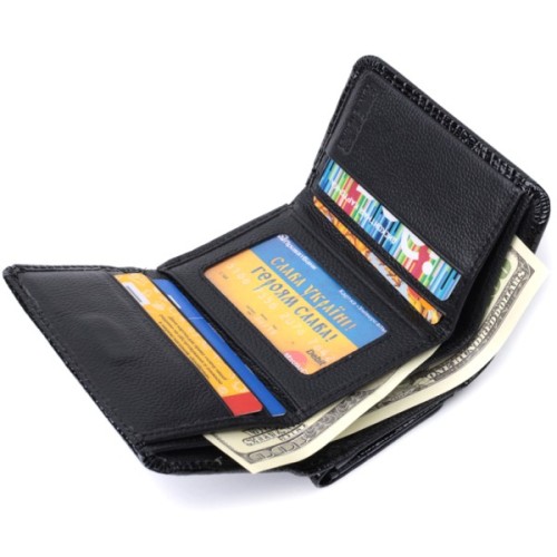 Гаманець ST Leather З натуральної шкіри Чорний (22732)