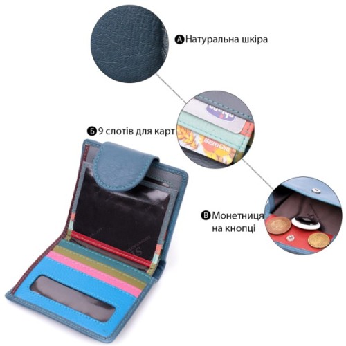 Портмоне ST Leather Бірюзове (19457)