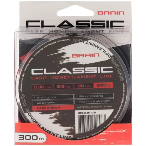 Волосінь Brain Classic Carp Line (dark brown) 300m 0.30mm 20lb 8.8kg (1858.81.03)