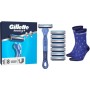 Набір косметики Gillette Станок для гоління чоловічий Sensor3 + Comfort з 8 змінними картриджами + Шкарпетки (8006530050715)