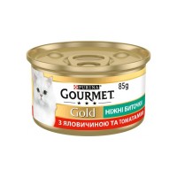 Вологий корм для кішок Purina Gourmet Gold. Ніжні биточки з яловичиною і томатами 85 г (7613035442474)