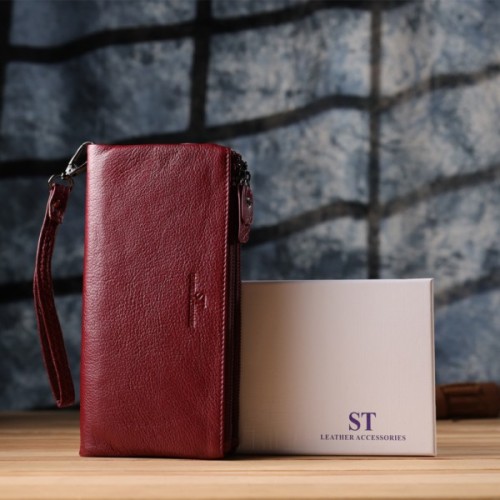 Гаманець ST Leather Шкіряний Бордовий (23108)