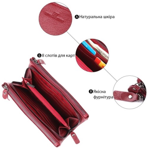 Гаманець ST Leather Шкіряний Бордовий (23108)