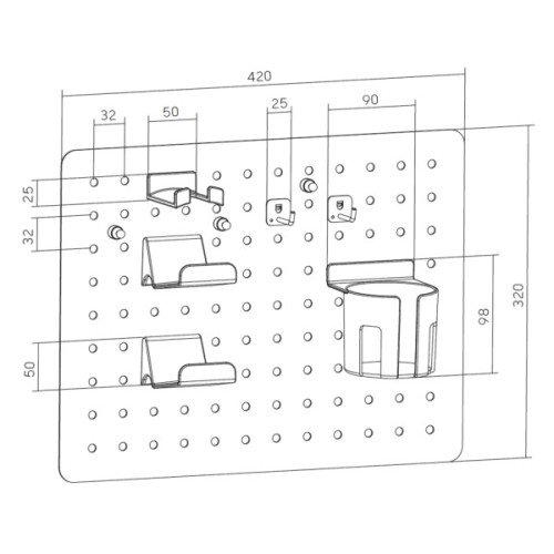 Органайзер для столу OfficePro Настінна дошка-органайзер Black (WO600B)