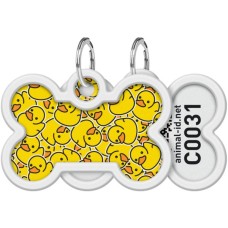 Адресник для тварин WAUDOG Smart ID з QR паспортом "Качечки", кістка 40х28 мм (0640-0204)