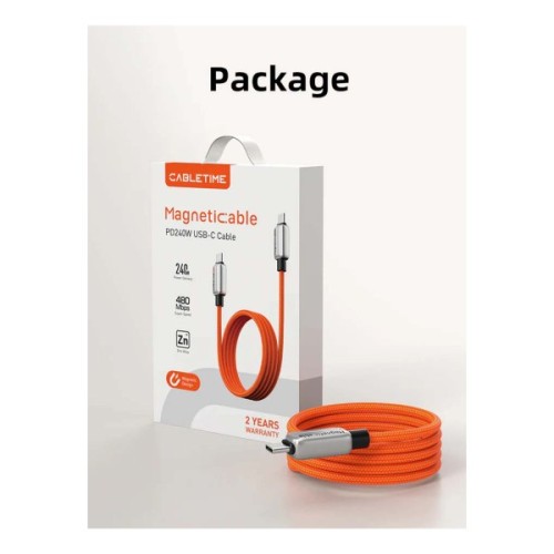Дата кабель USB-C to USB-C 2.0m PD240W magnetic Cabletime (CA915729)