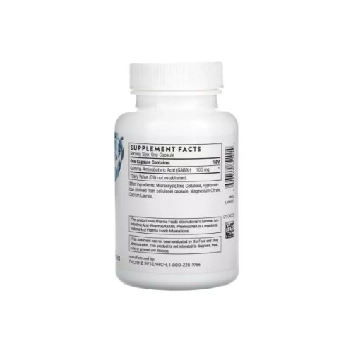Амінокислота Thorne Research GABA (Гамма-аміномасляна кислота) 100 мг, Pharma GABA-100, 60 капс (THR-65201)