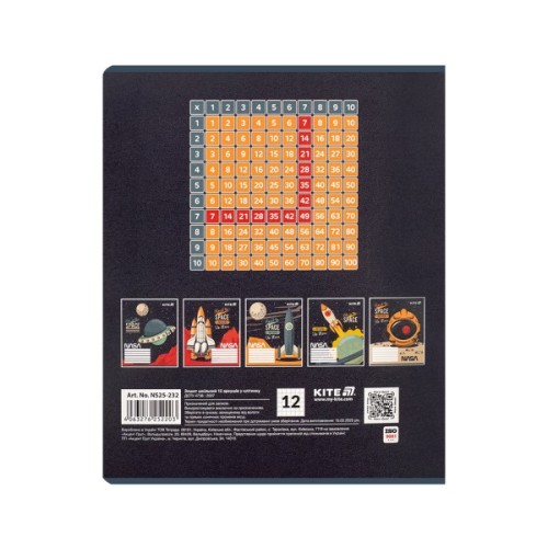 Зошит Kite NASA, 12 аркушів, клітинка (NS25-232)