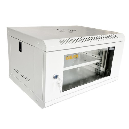 Шафа настінна GEAR 6U 19" 600x450x350 мм, + полка 19", grey (GWMSN-6U-600-450G)