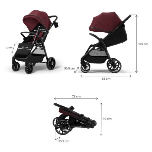 Коляска Kinderkraft Grande 2 Burgundy (KSGRAN02BRG0000) (5902533929573)