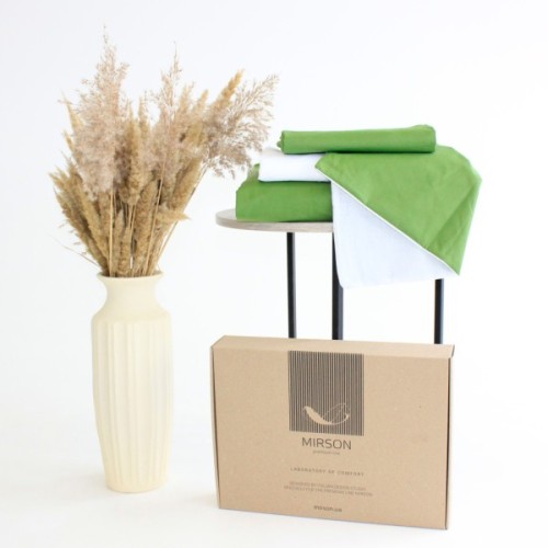 Постільна білизна MirSon Ranforce Elite Green Diego (11-2107 + 18-0130) 2х160х220 (2200004730820)