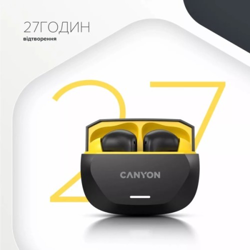 Навушники Canyon Hexagon 7 TWS ANC+ENC Wireless Charge Black/Yellow (CNS-TWS7BY)