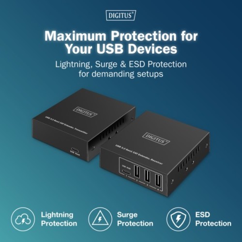 Адаптер Digitus USB extender 100 m RJ-45 to 3xUSB-A + 1xUSB-C (DA-73121)