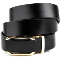 Ремінь Vintage Чоловічий з золотистою пряжкою Чорний (20258)