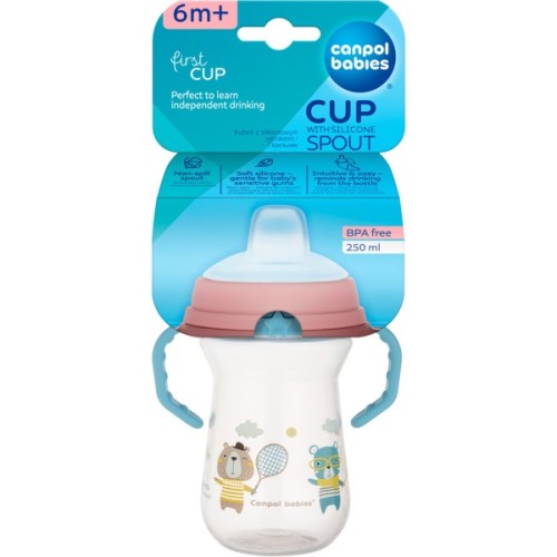 Поїльник-непроливайка Canpol babies Bonjour Paris з силіконовим носиком FirstCup 250 мл Блакитна (56/613_blu)