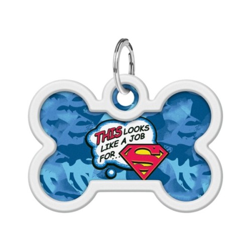 Адресник для тварин WAUDOG Smart ID з QR паспортом "Робота для Супермена", кістка 40х28 мм (0640-1016)