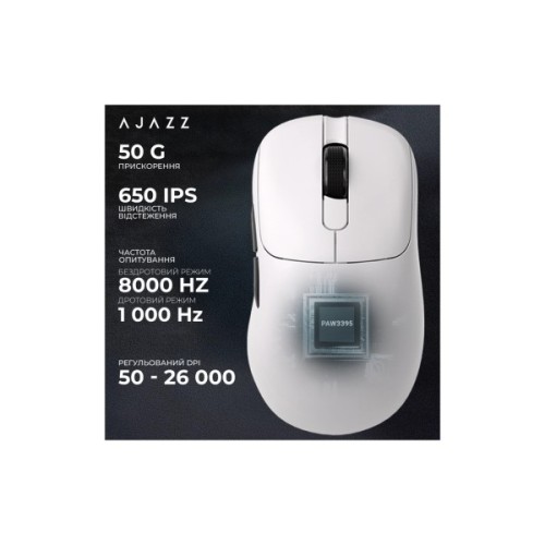 Мишка Ajazz AJ179PRO Wireless/Bluetooth/USB Charging Dock White (AJ179-PRO-W)